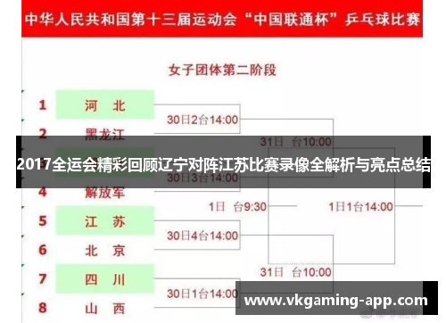 2017全运会精彩回顾辽宁对阵江苏比赛录像全解析与亮点总结